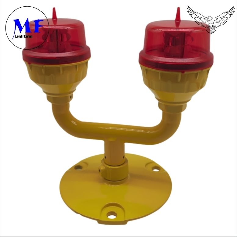 Precio de fábrica IP66 DC12V-48V AC110-240V Faro de advertencia LED rojo para aeronaves, luz de obstáculo aeronáutica para edificios altos, chimeneas industriales