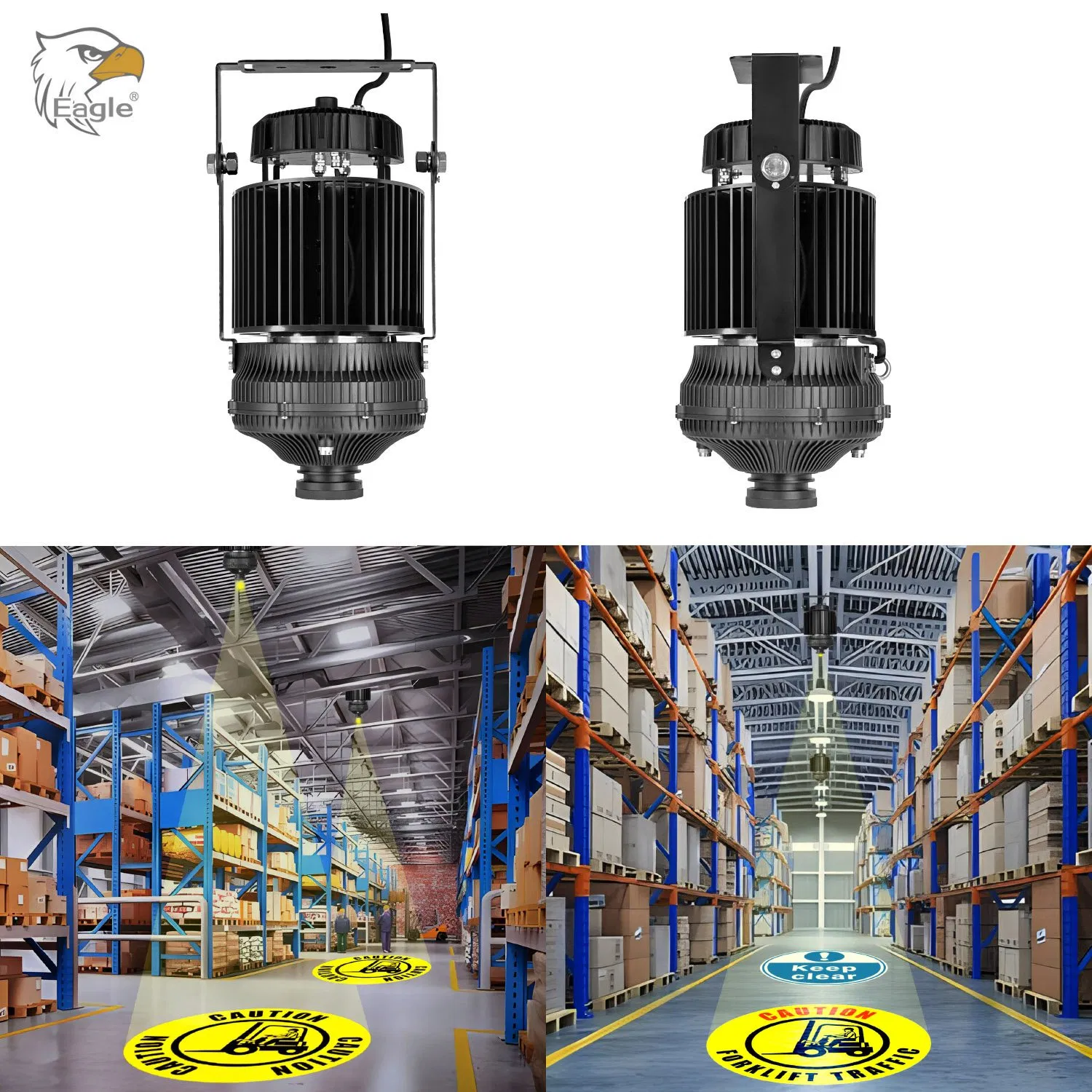 Señalización de advertencia de seguridad en almacén LED 250W proyector gobo de alta calidad proyección industrial