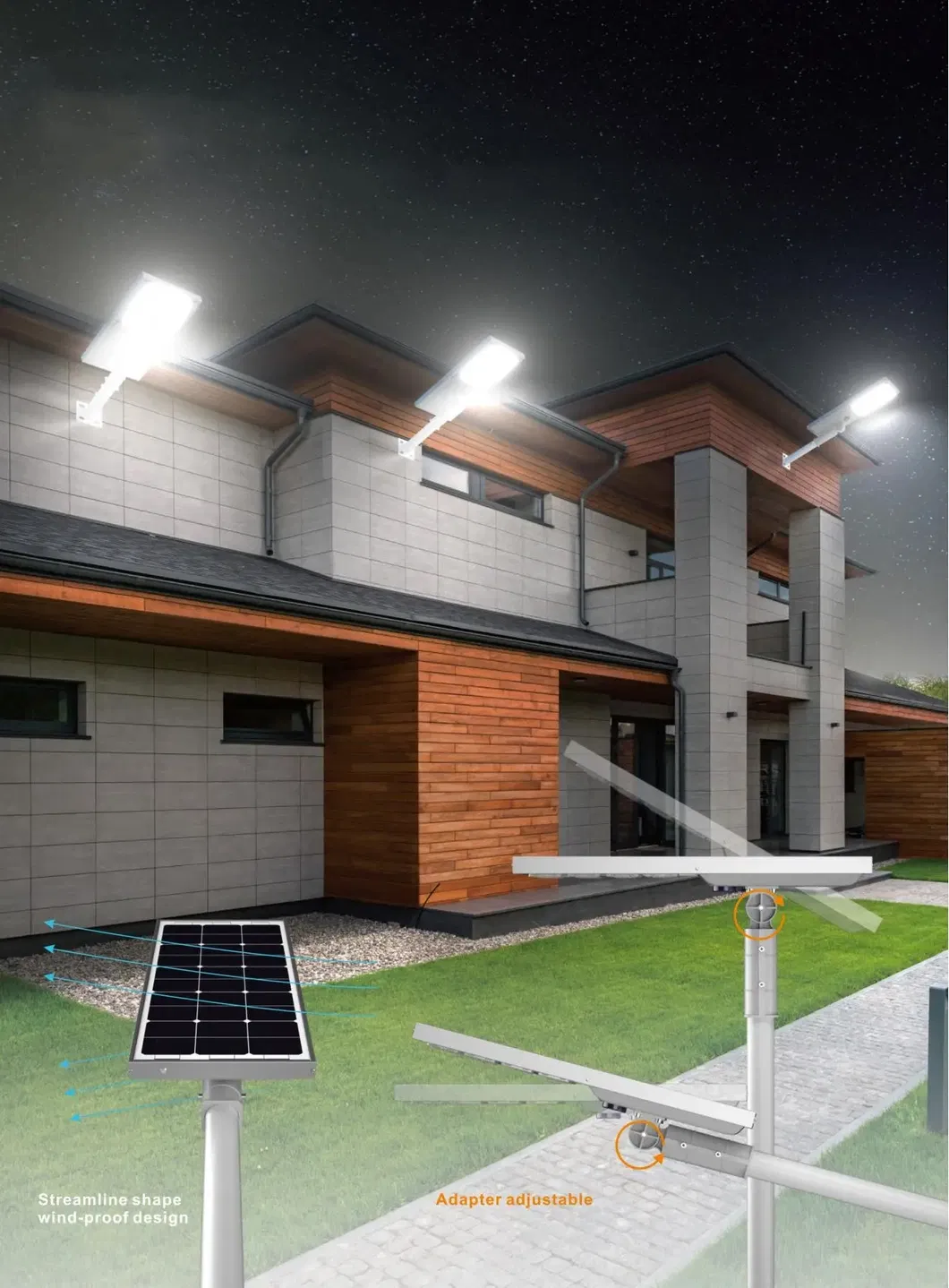 Luz Fundición a Presión Pared Iluminación Solar Exterior Venta al por Mayor Integrada Sensor de Movimiento Lámpara Solar de Calle LED Batería Luz Industrial LED Calle Inteligente