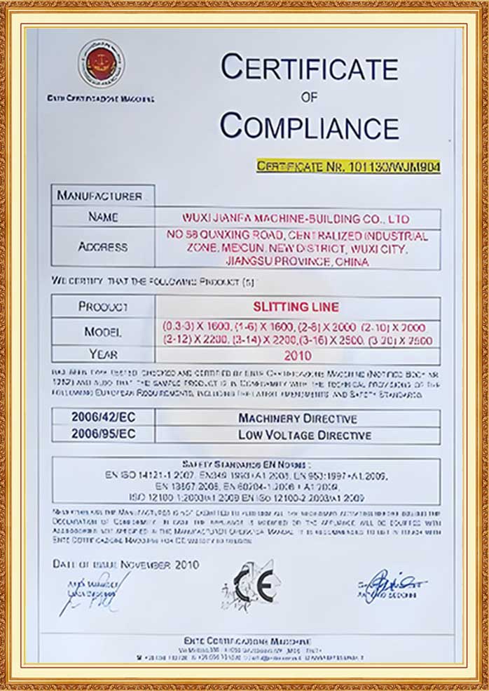 Wuxi Jianfa company certificate 5