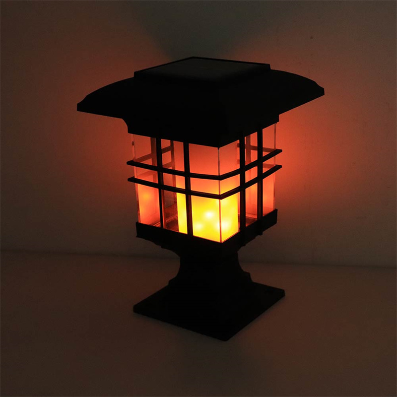 Custom Solar Flame Post Lights, Outdoor Brightness 51 LEDs Flickering Flame Solar Powered Cap Light for Yard Fence Deck Suppliers, Factory