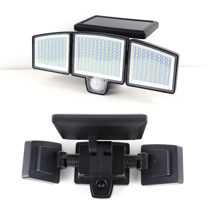 China 265 Led With Motion Sensor 3 Head Waterproof Outdoor Solar Spotlight Flood Wall Light Factory, Factories