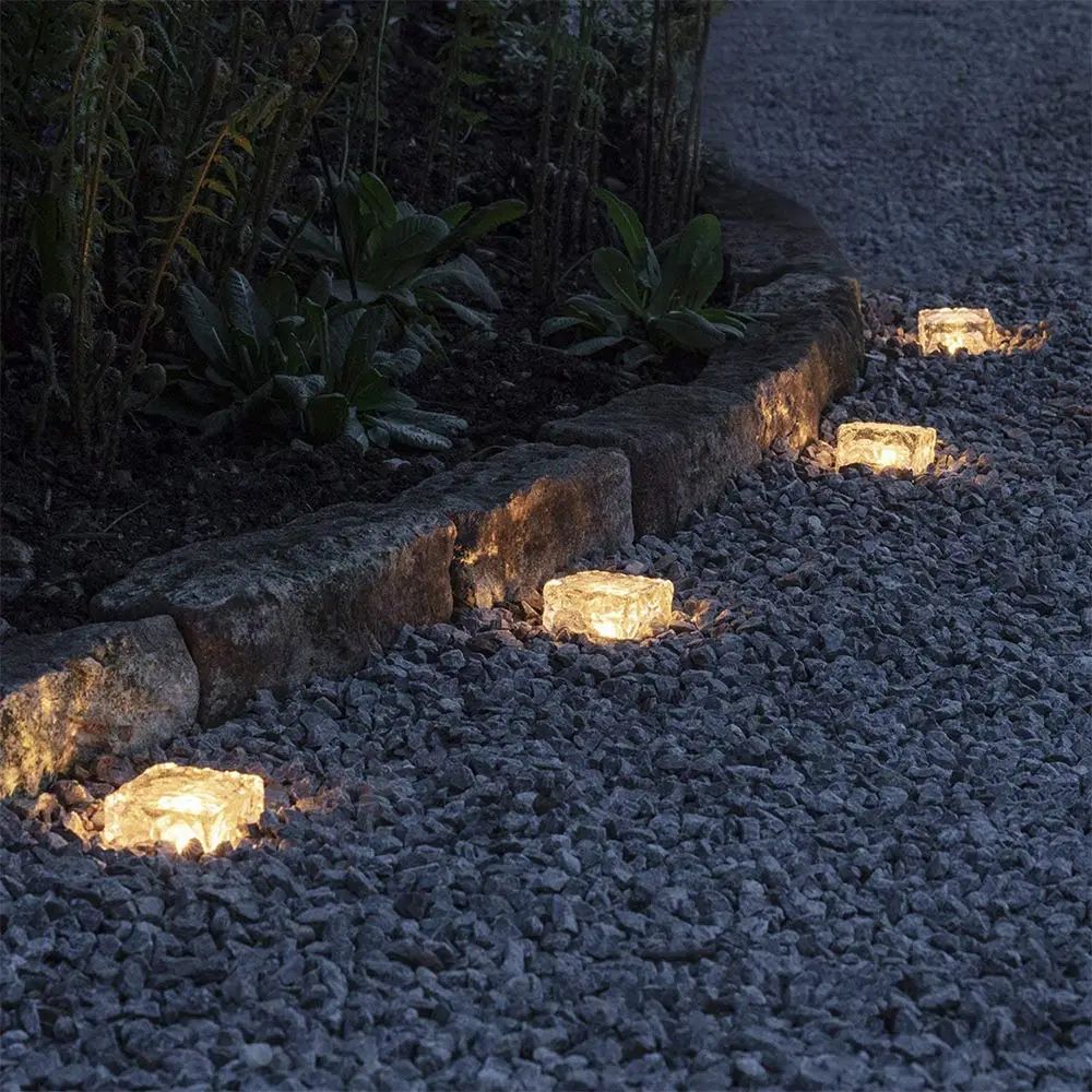 Warm glow solar brick light