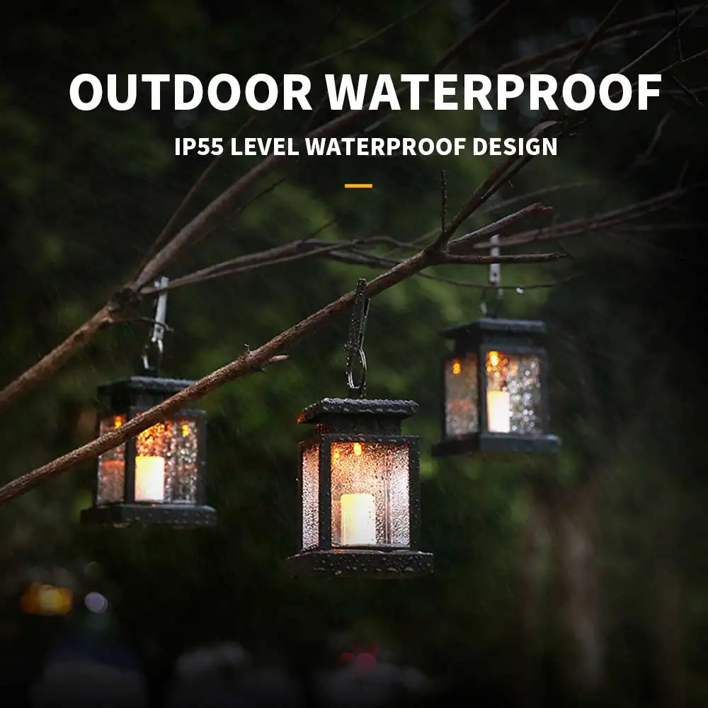 China Solar Hanging Lantern Outdoor, Solar Candle Light with Clips and Hooks Factory, Factories