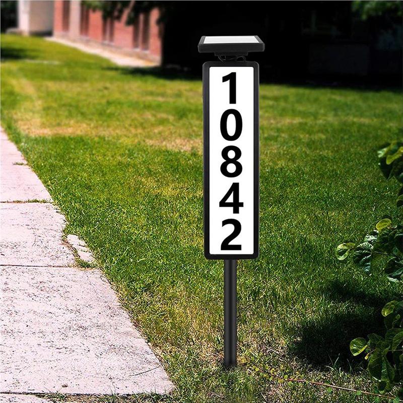 Custom Waterproof Solar Vertical Outdoor Lighting Address Sign With Stakes Manufacturers, Factory