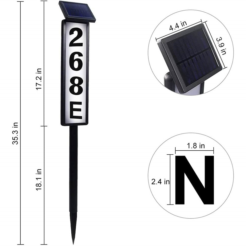 Illuminated solar house numbers close up
