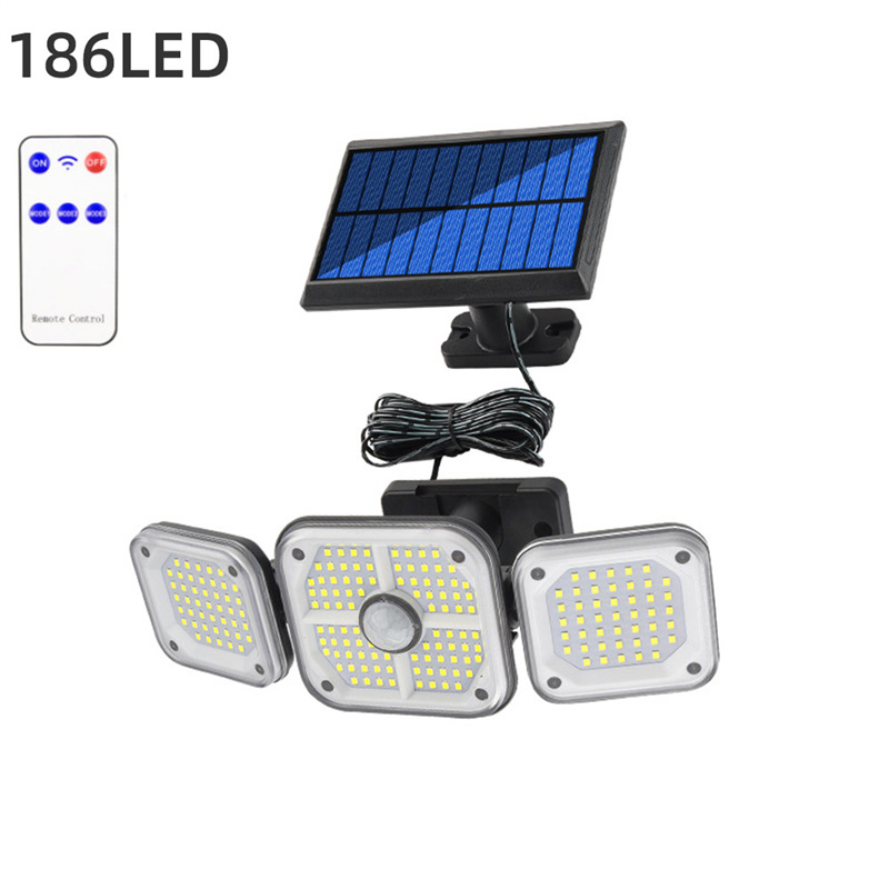 Custom Solar Lights Outdoor, 3 Heads Waterproof Solar Flood Lights Separate Solar Panel Motion Sensor Security Lights with Remote Supplier, Suppliers
