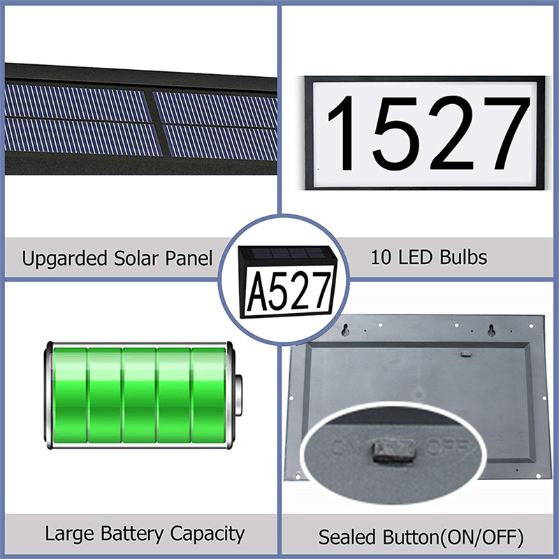 Solar Powered House Number Light Front View