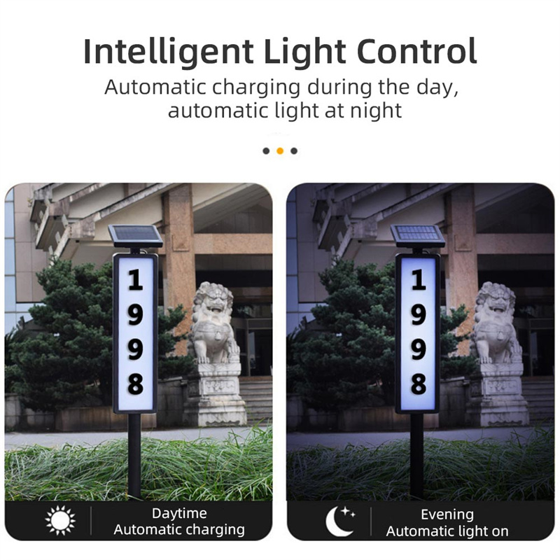 Custom Waterproof Solar Vertical Outdoor Lighting Address Sign With Stakes Manufacturers, Factory