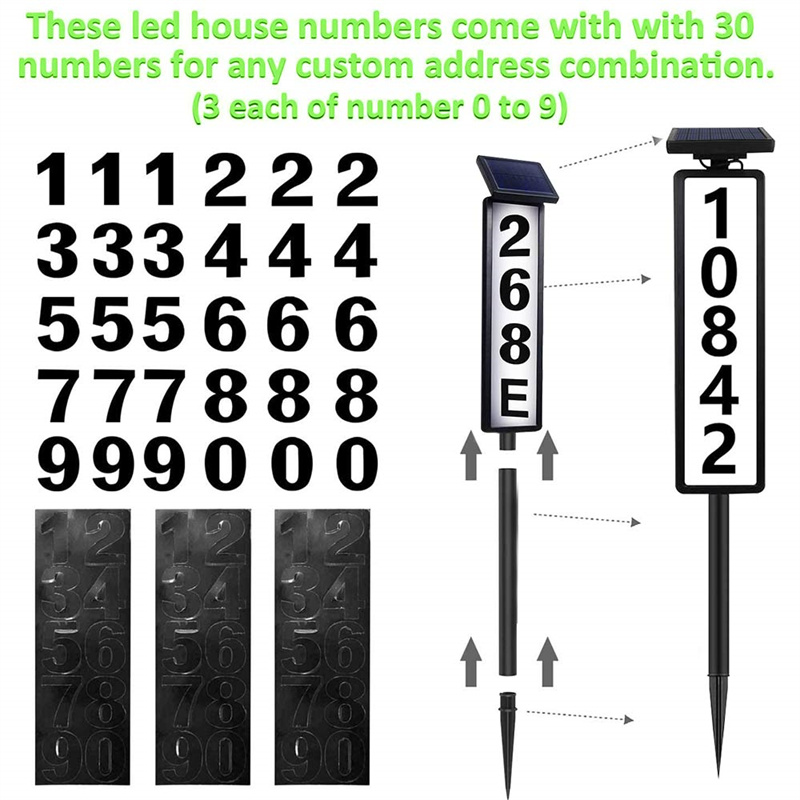 Custom Waterproof Solar Vertical Outdoor Lighting Address Sign With Stakes Manufacturers, Factory