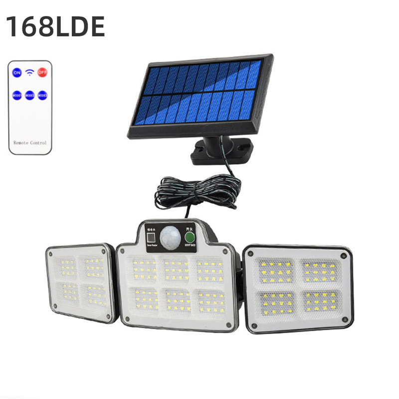 Custom Solar Lights Outdoor, 3 Heads Waterproof Solar Flood Lights Separate Solar Panel Motion Sensor Security Lights with Remote Supplier, Suppliers