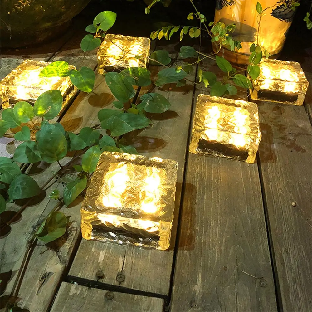 China Solar Brick Lights, Glass Outdoor Waterproof Rgb Led Brick Paver Lights Landscape Lighting for Garden Patio Pathway Manufacturer, Suppliers