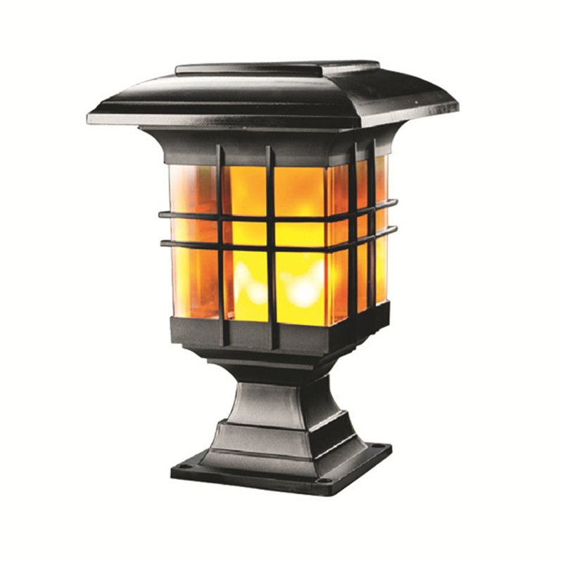 Custom Solar Flame Post Lights, Outdoor Brightness 51 LEDs Flickering Flame Solar Powered Cap Light for Yard Fence Deck Suppliers, Factory