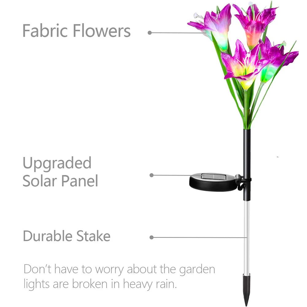 China LED solar lily garden lights in various colors for Patio Yard Garden Christmas Decoration Manufacturer, Factories