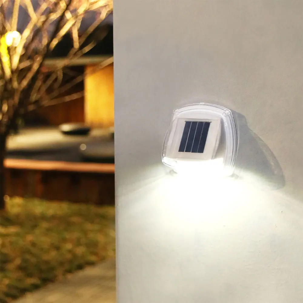 Custom 8LED solar night light outdoor courtyard path light waterproof transparent shell decorative wall light Manufacturers, Factories