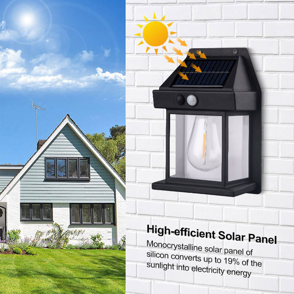 China Outdoor Solar Wall Lamp, 3 Modes Waterproof Solar Motion Sensors Tungsten Wall Lights for Garden Yard Patio Fence Outside Decorative Supplier, Factories