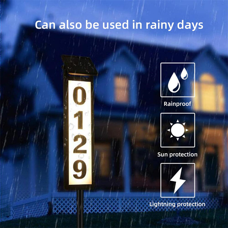 Custom Waterproof Solar Vertical Outdoor Lighting Address Sign With Stakes Manufacturers, Factory