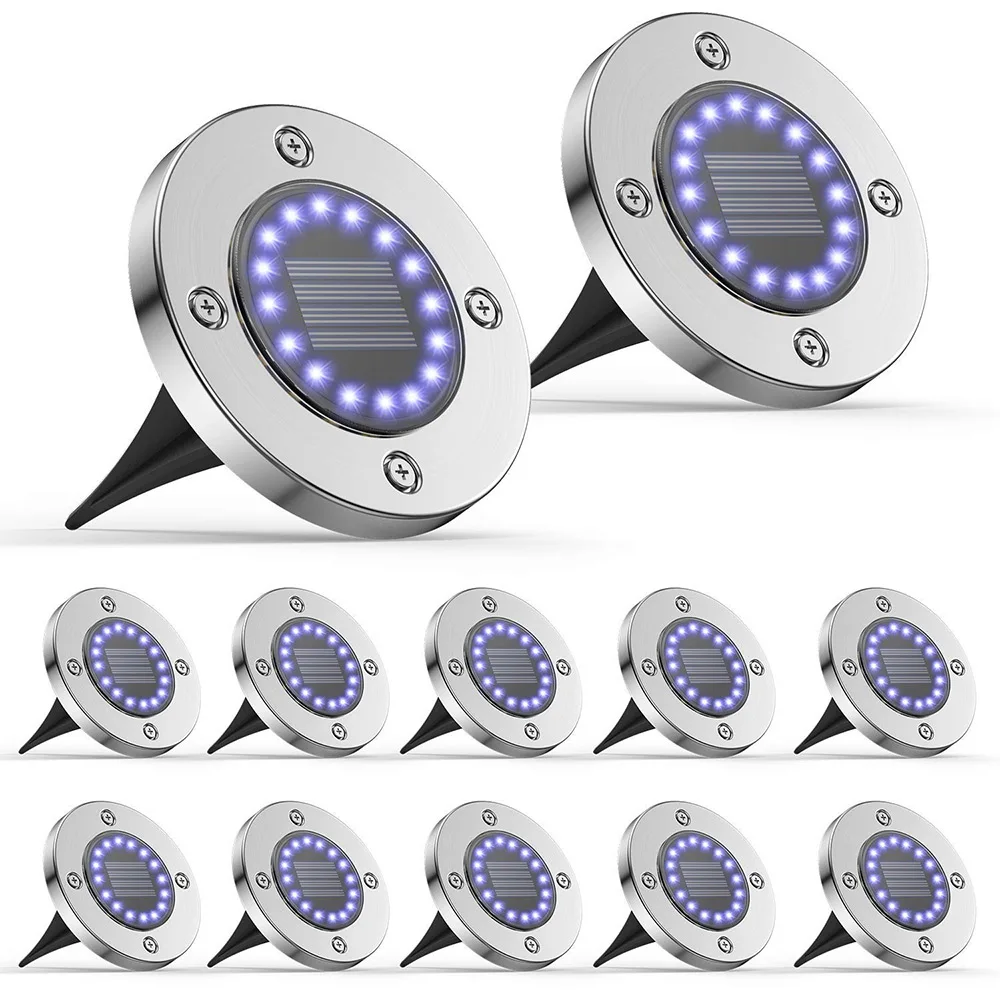 OEM 16 Led Outdoor Solar Garden Ground Lights, Waterproof In Ground Solar Led Metal Solar Disk Light Suppliers, Factory