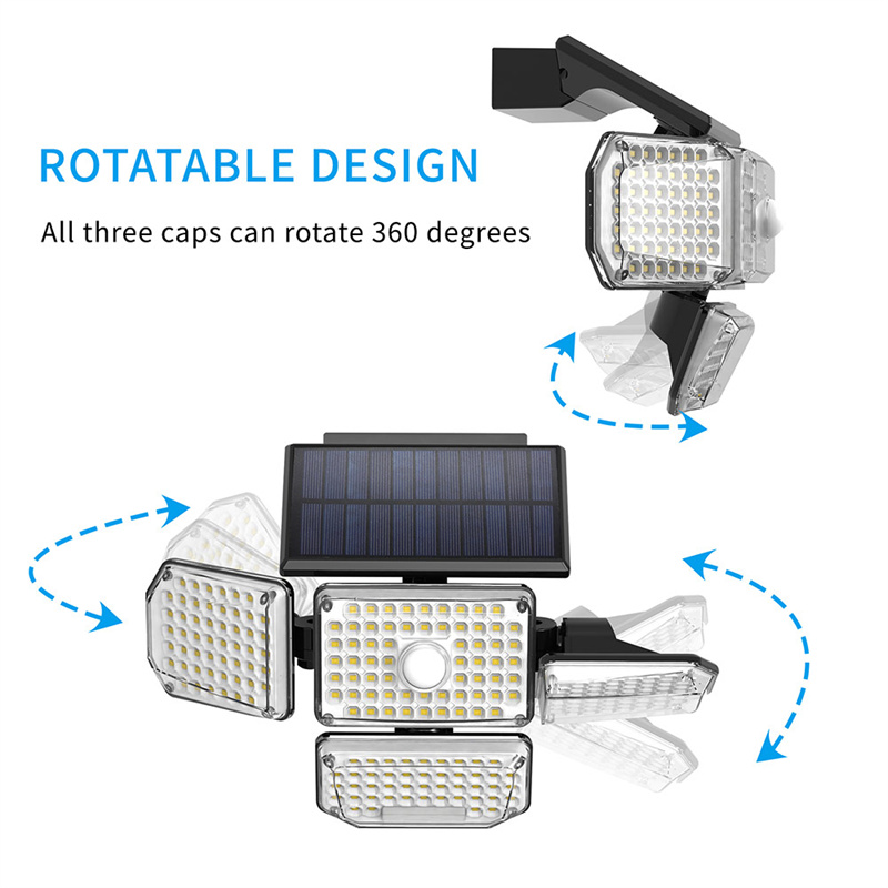 China 214 LED 4 Head Solar Sensor Wall Light For Outdoor Garden Manufacturer, Factories