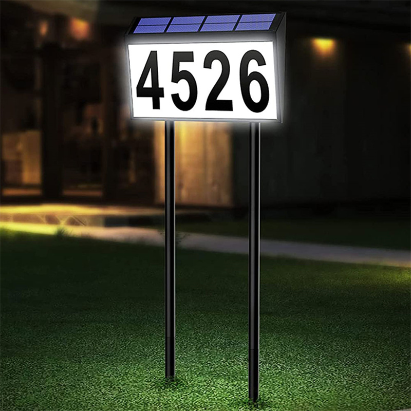 China Lighted House Address Numbers, Solar Address Signs With 2 Metal Stakes Supplier, Factory