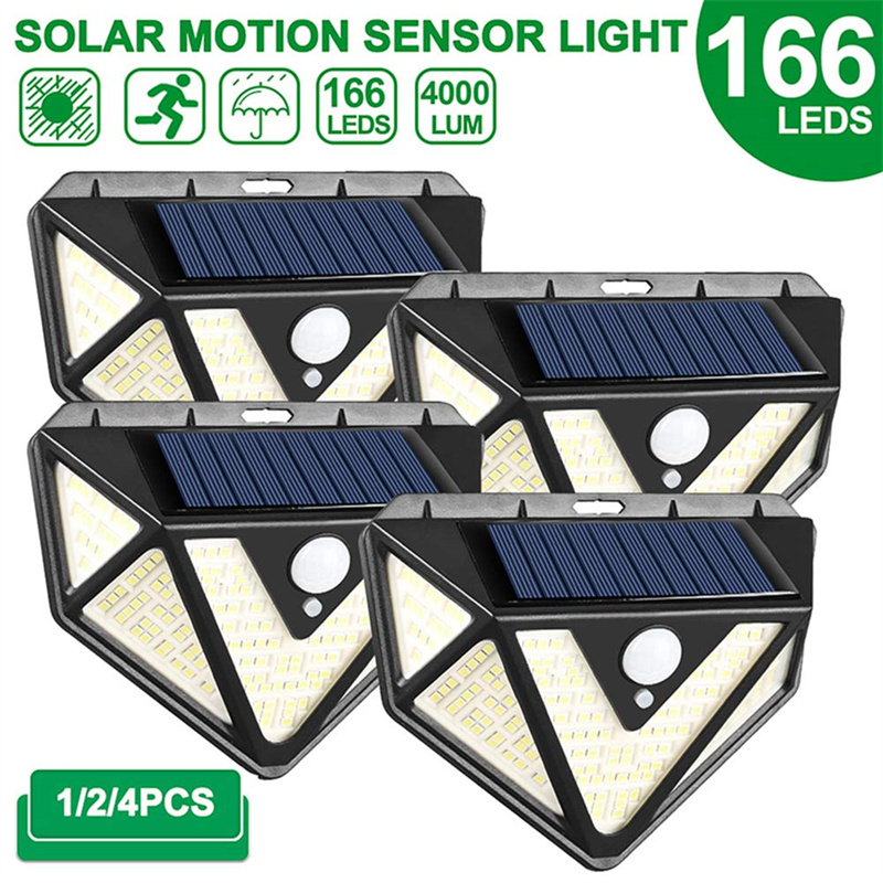 China 166LED Solar Lights Outdoor, 3 Modes 270° Lighting Angle Solar Motion Sensor Security Lights Manufacturers, Factory