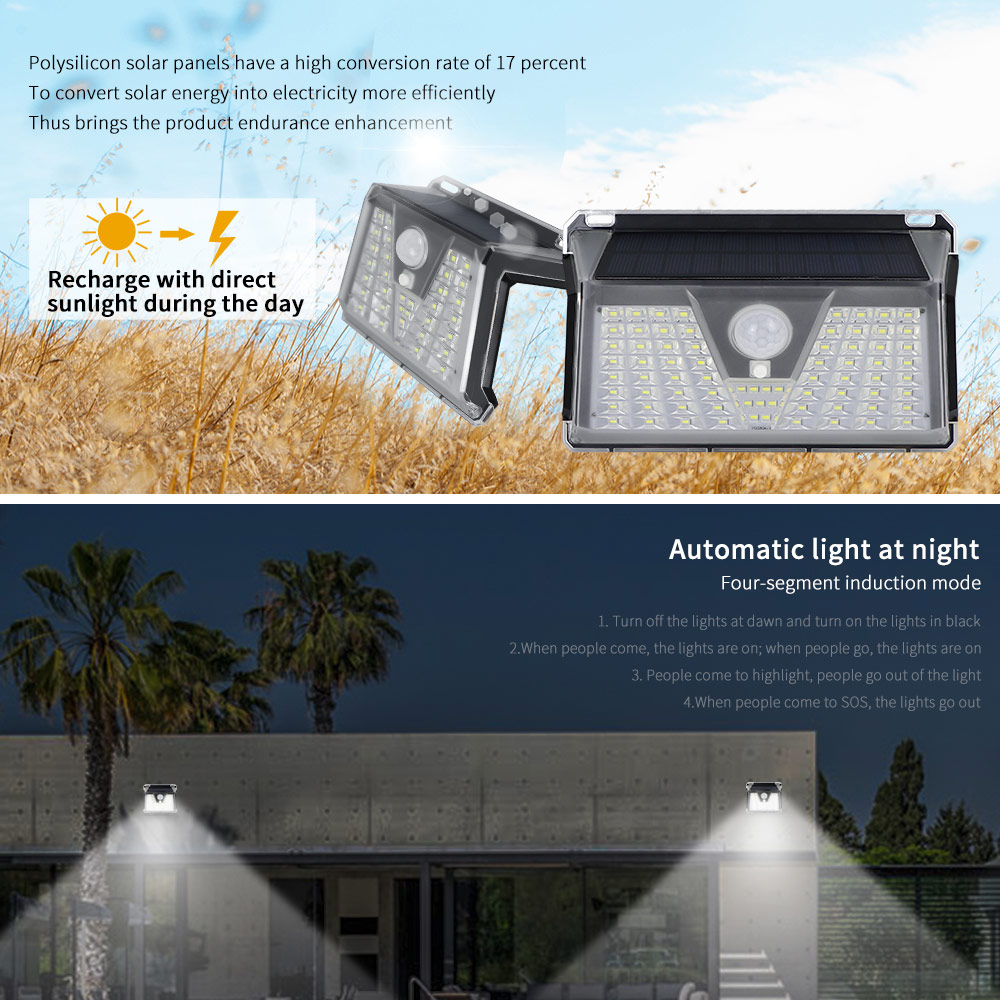 Custom 73 LED Outdoor Sensor Garden Wall Lights Human Motion Sensor Solar Lights Suppliers, Factories