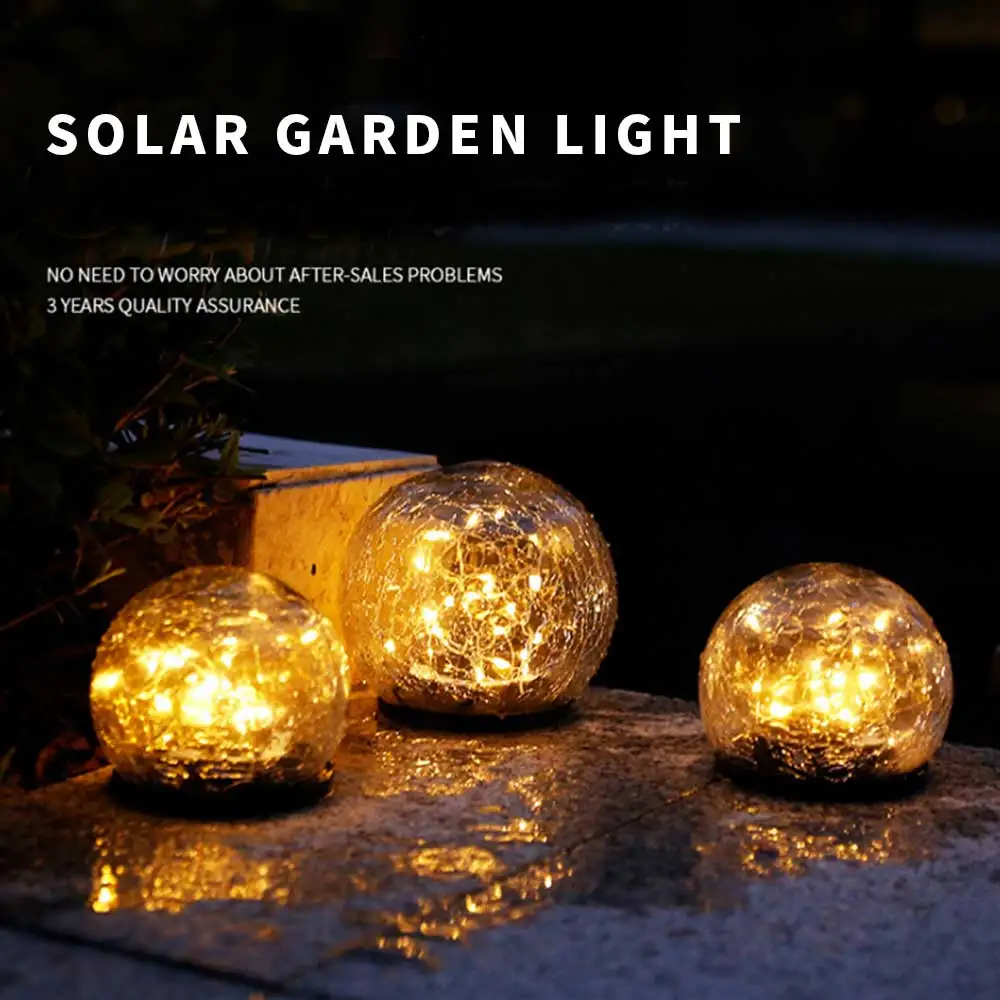OEM Cracked Glass Ball Waterproof Warm White LED Garden Solar Ball Light Manufacturers, Factories