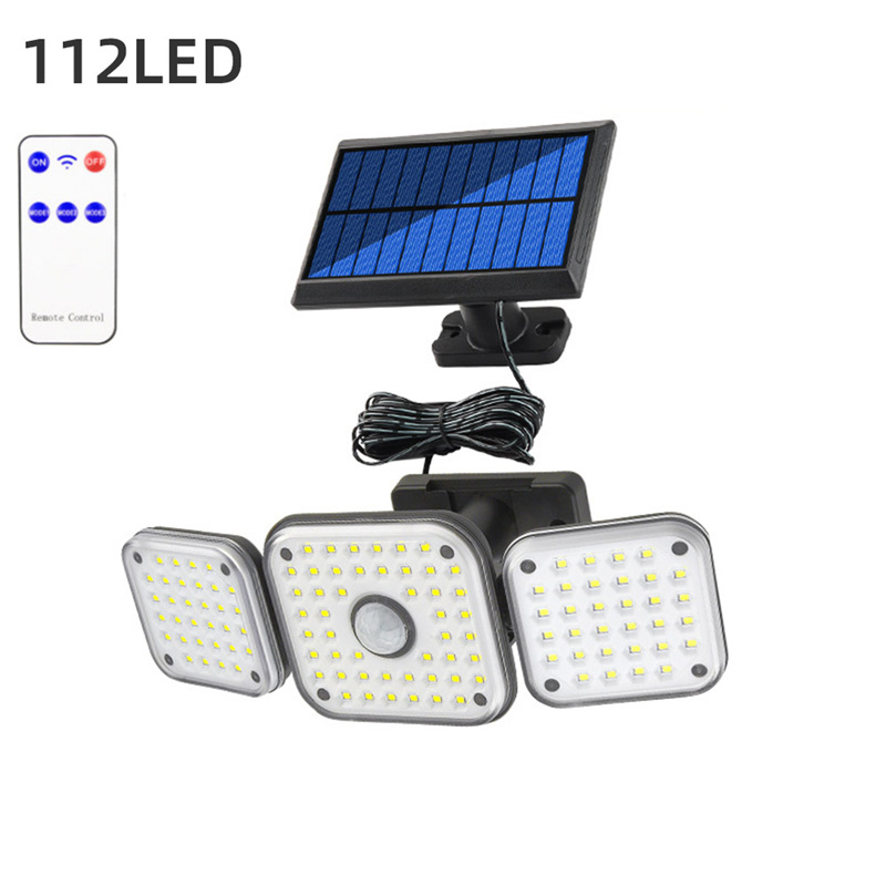Custom Solar Lights Outdoor, 3 Heads Waterproof Solar Flood Lights Separate Solar Panel Motion Sensor Security Lights with Remote Supplier, Suppliers