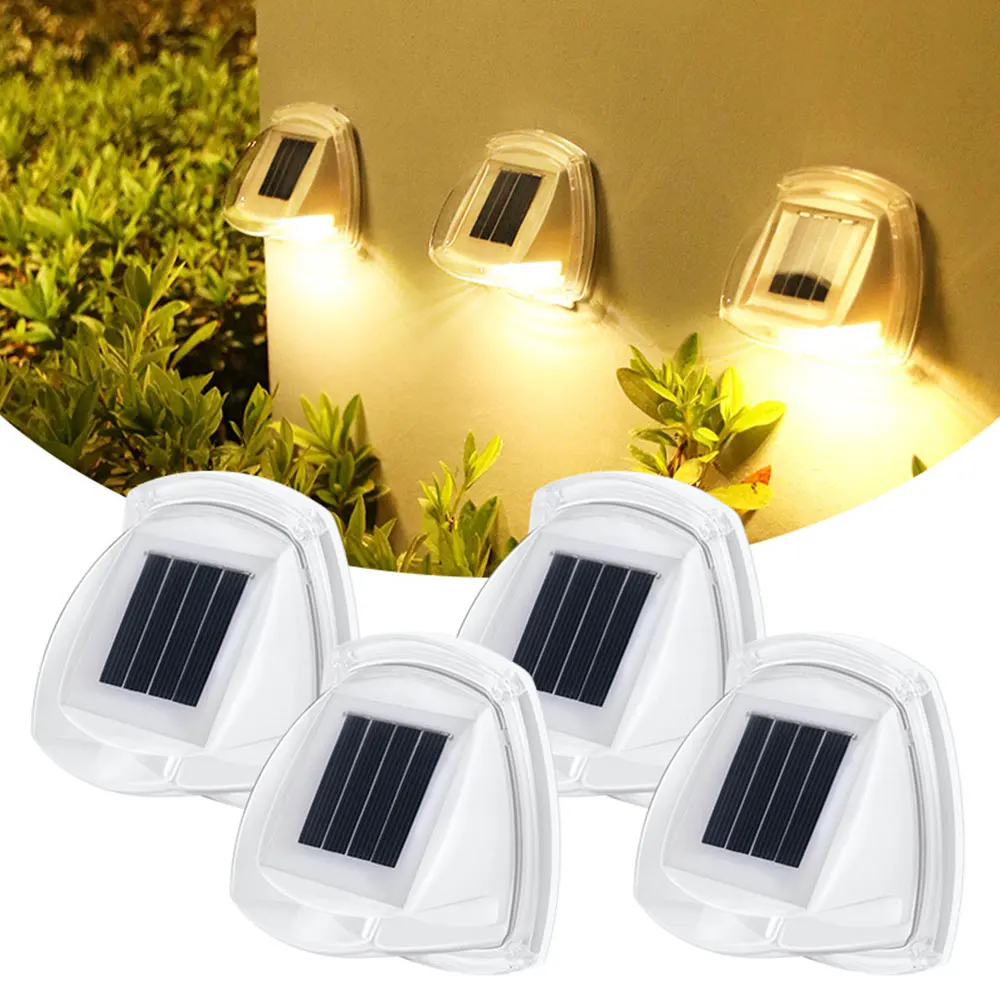 Custom 8LED solar night light outdoor courtyard path light waterproof transparent shell decorative wall light Manufacturers, Factories