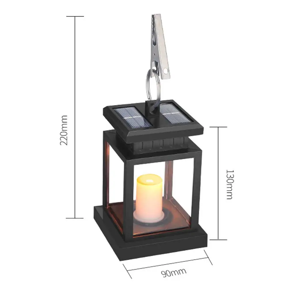 China Solar Hanging Lantern Outdoor, Solar Candle Light with Clips and Hooks Factory, Factories