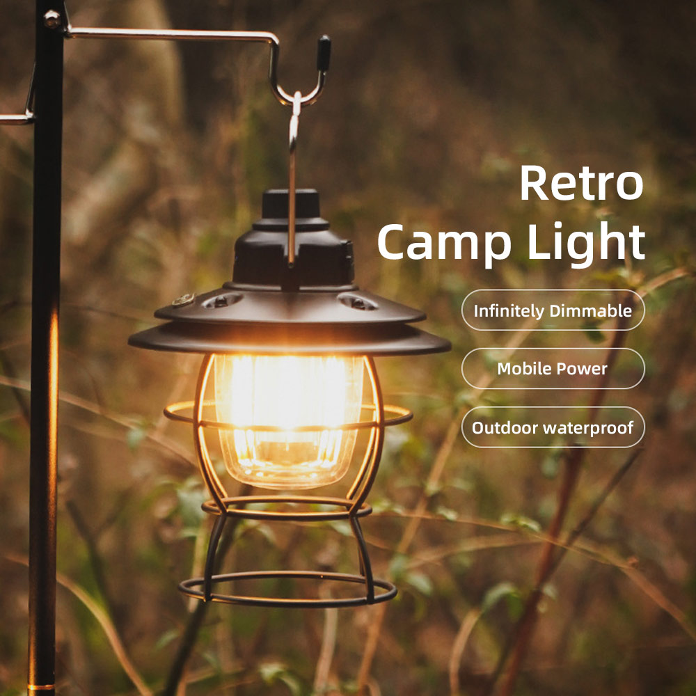 OEM USB Outdoor Retro Camping Lantern, LED Rechargeable Multifunctional Waterproof Camping Light for Dining Table Garden Camping Manufacturers, Suppliers