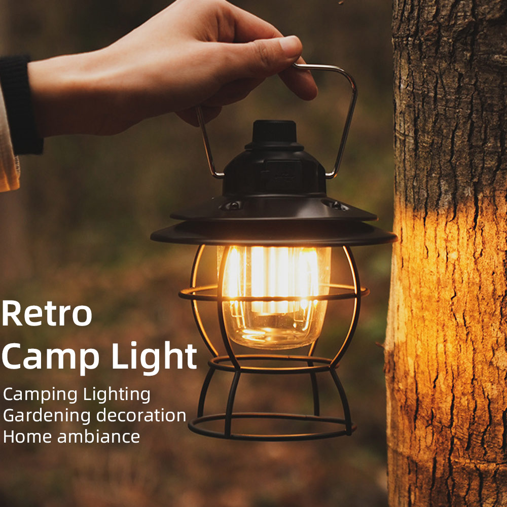 OEM USB Outdoor Retro Camping Lantern, LED Rechargeable Multifunctional Waterproof Camping Light for Dining Table Garden Camping Manufacturers, Suppliers