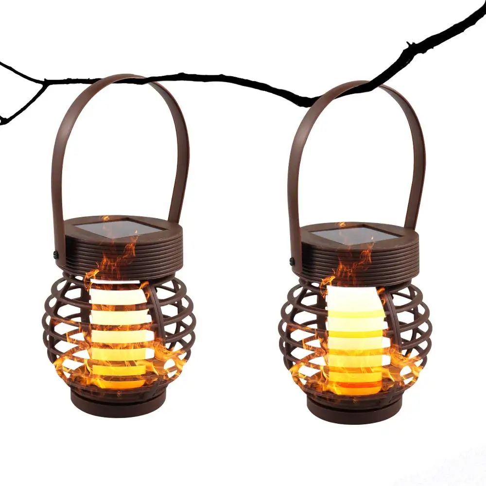 Custom Flickering Flame Solar Lantern Outdoor Hanging Lanterns Lighting for Patio Garden Yard Suppliers, Factory