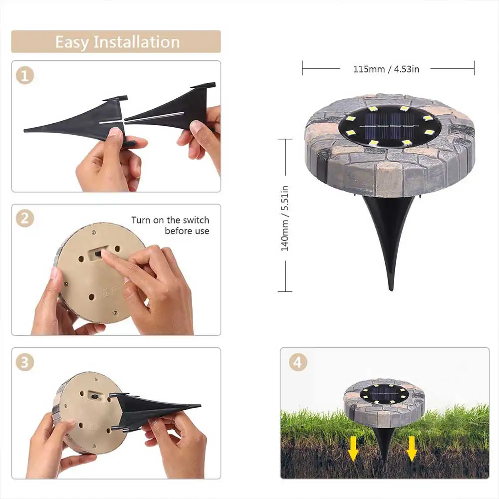 8 LED Solar Ground Light Detail 8