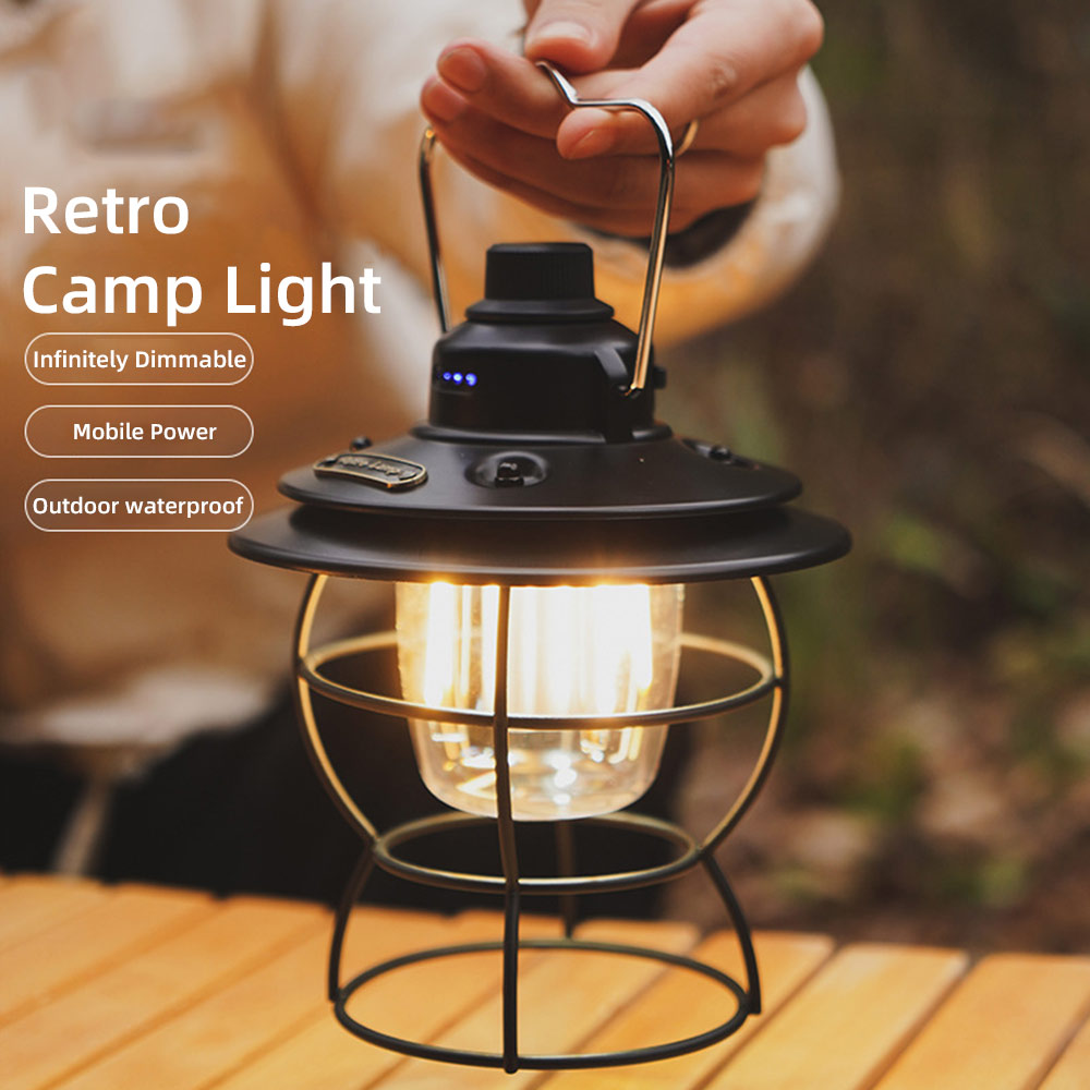 OEM USB Outdoor Retro Camping Lantern, LED Rechargeable Multifunctional Waterproof Camping Light for Dining Table Garden Camping Manufacturers, Suppliers