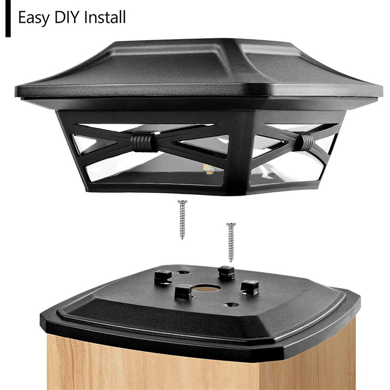 Custom Solar Outdoor Post Cap Lights Includes Bases for 4x4 5x5 6x6 Wooden Posts Manufacturer, Supplier