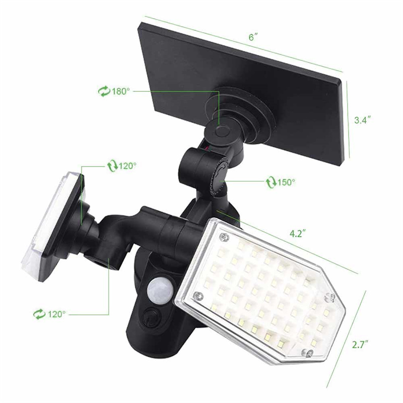 OEM 78 LED Dual Head Solar Lights Outdoor, 600 Lumen IP65 Waterproof Solar Powered Wall Light Manufacturer, Suppliers