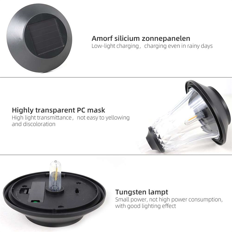 Solar outdoor walkway light lighting pattern