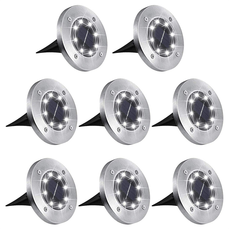 OEM 8 Led Solar Disc Lights Outdoor Waterproof Solar Ground Lights For Garden Paths Manufacturer, Factory