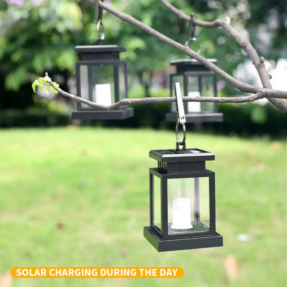 China Solar Hanging Lantern Outdoor, Solar Candle Light with Clips and Hooks Factory, Factories