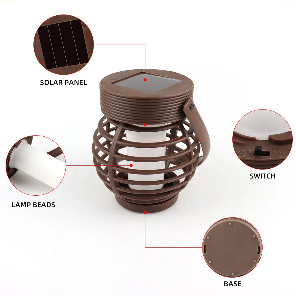 Custom Flickering Flame Solar Lantern Outdoor Hanging Lanterns Lighting for Patio Garden Yard Suppliers, Factory