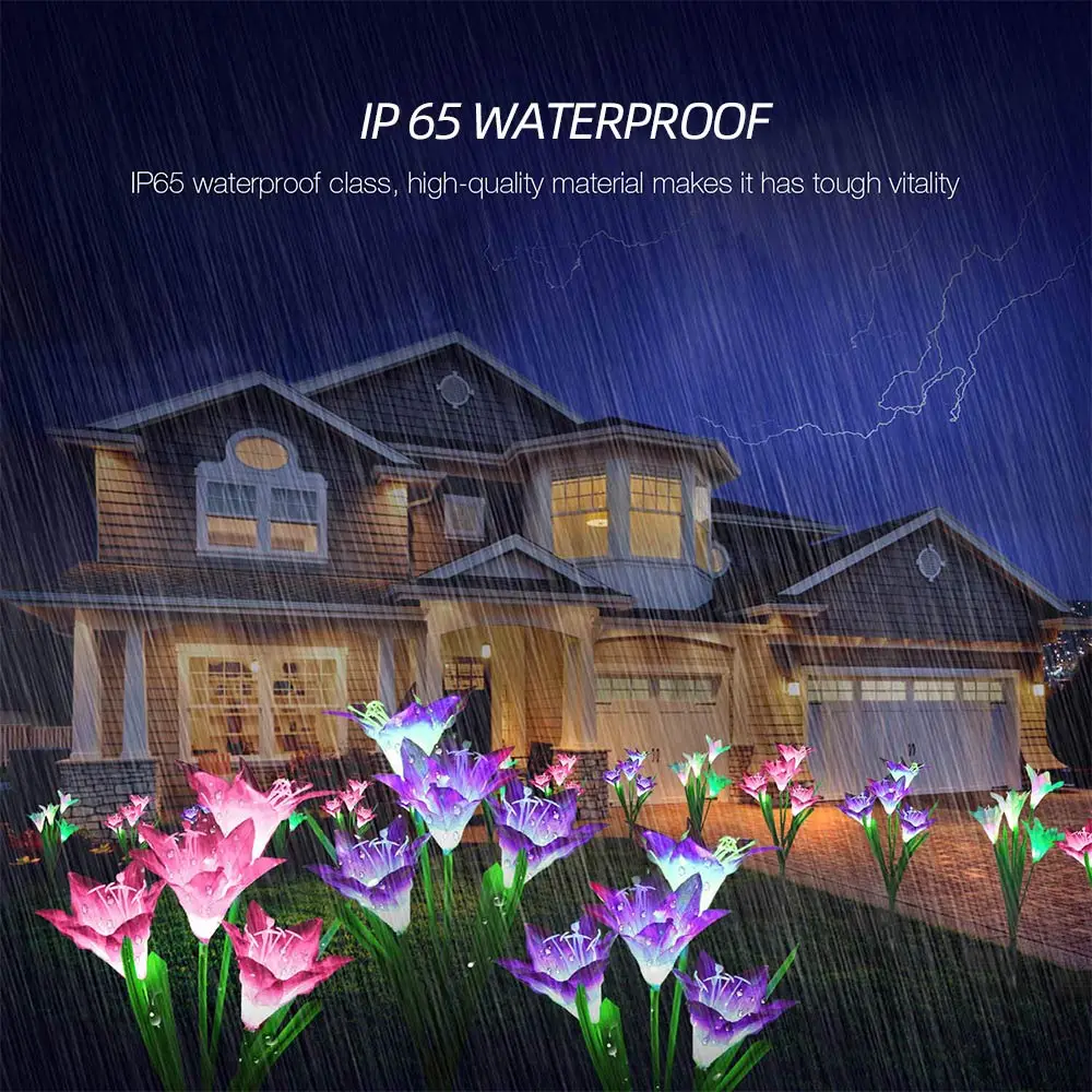 China LED solar lily garden lights in various colors for Patio Yard Garden Christmas Decoration Manufacturer, Factories