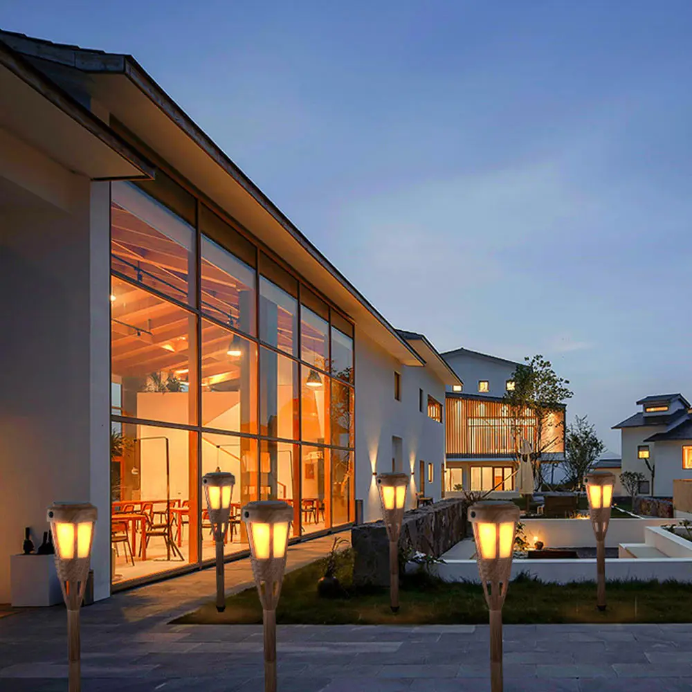 China Flickering Flame Solar Lantern, Bamboo Solar Torches Lights Waterproof Outdoor Solar Light Manufacturers, Factory