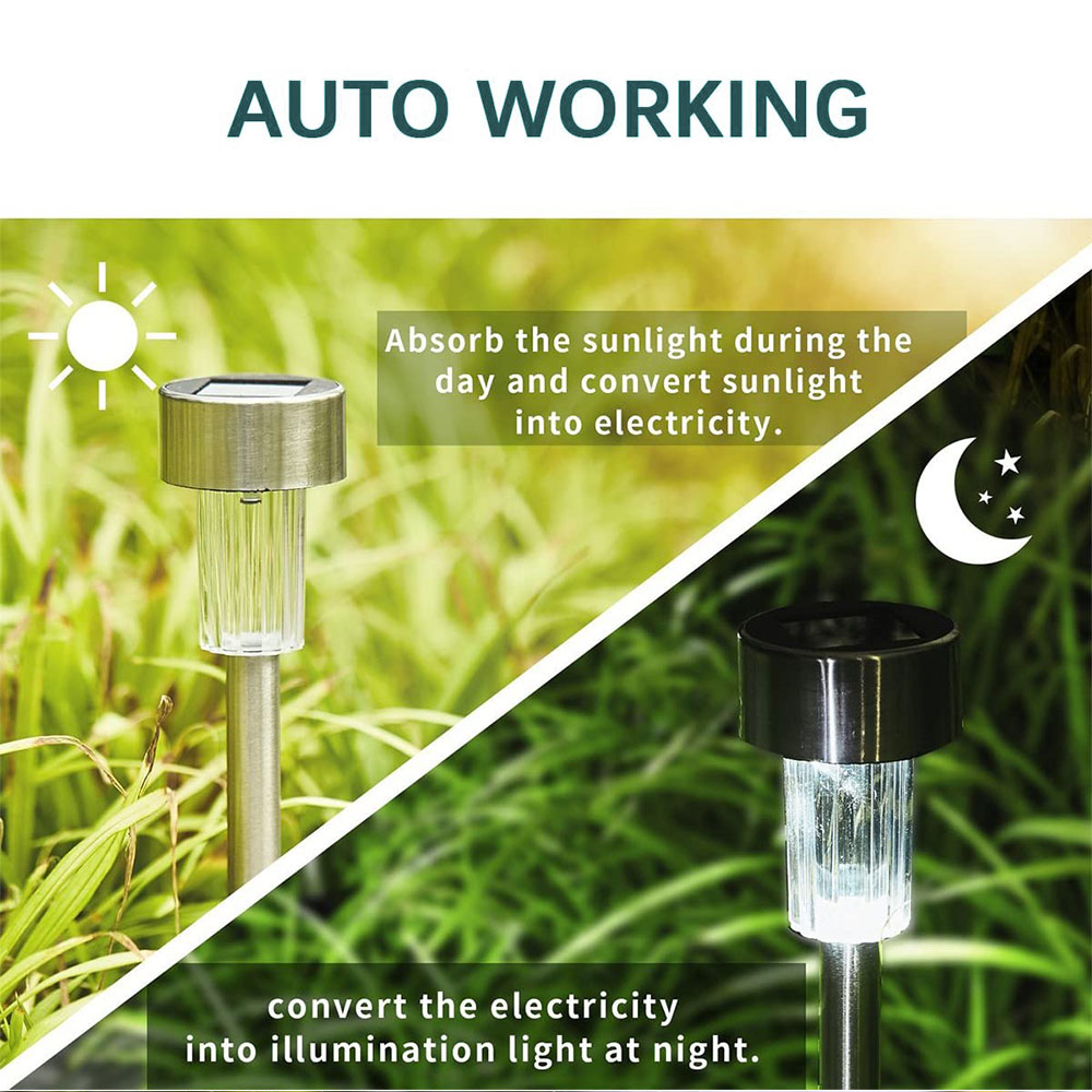 China 10Pack Solar Lights Outdoor Decorative Waterproof Stainless Steel Landscape Path Lights for Walkway Patio Yard Manufacturer, Supplier