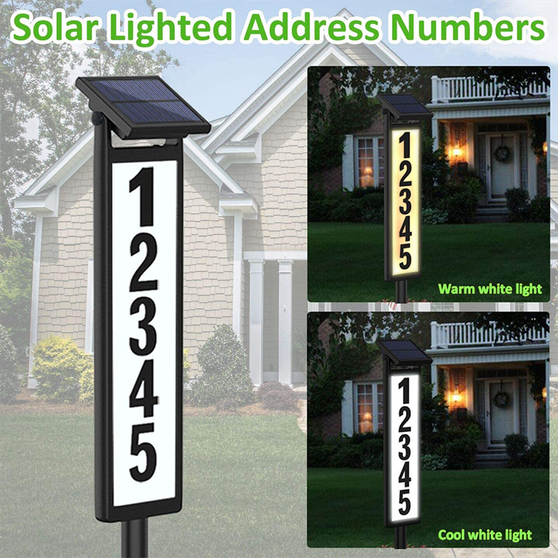 Custom Waterproof Solar Vertical Outdoor Lighting Address Sign With Stakes Manufacturers, Factory