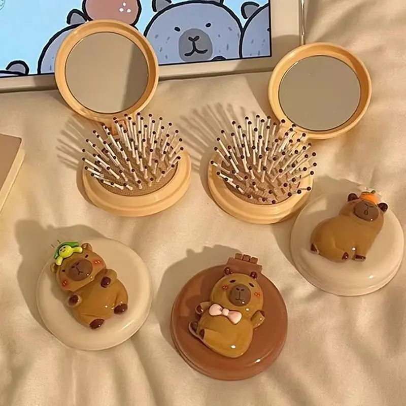 OEM Capybara travel Folding Pocket Mirror hair brush Manufacturer, Suppliers