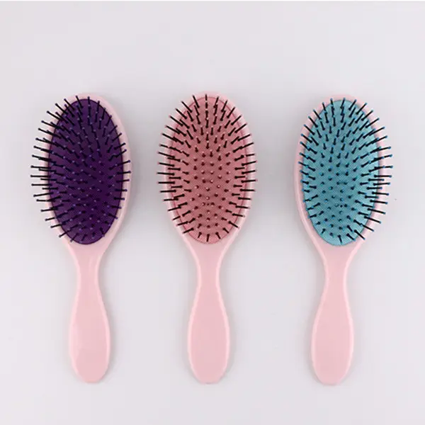 Custom Logo Massager Wet Dry Detangling Hair Brush Soft Cushion Nylon Detangle Brushes