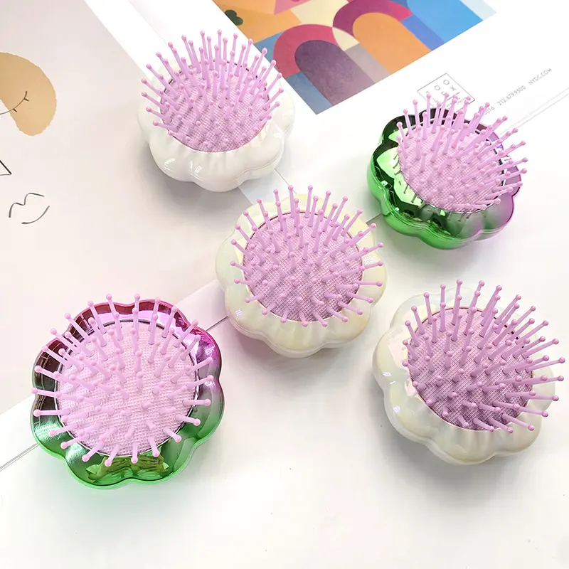 ODM Scaleable folding flower electroplating portable massage hairbrush Manufacturer, Manufacturers