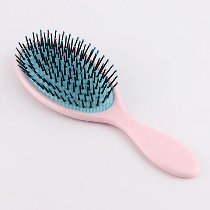 Custom Logo Massager Wet Dry Detangling Hair Brush Soft Cushion Nylon Detangle Brushes