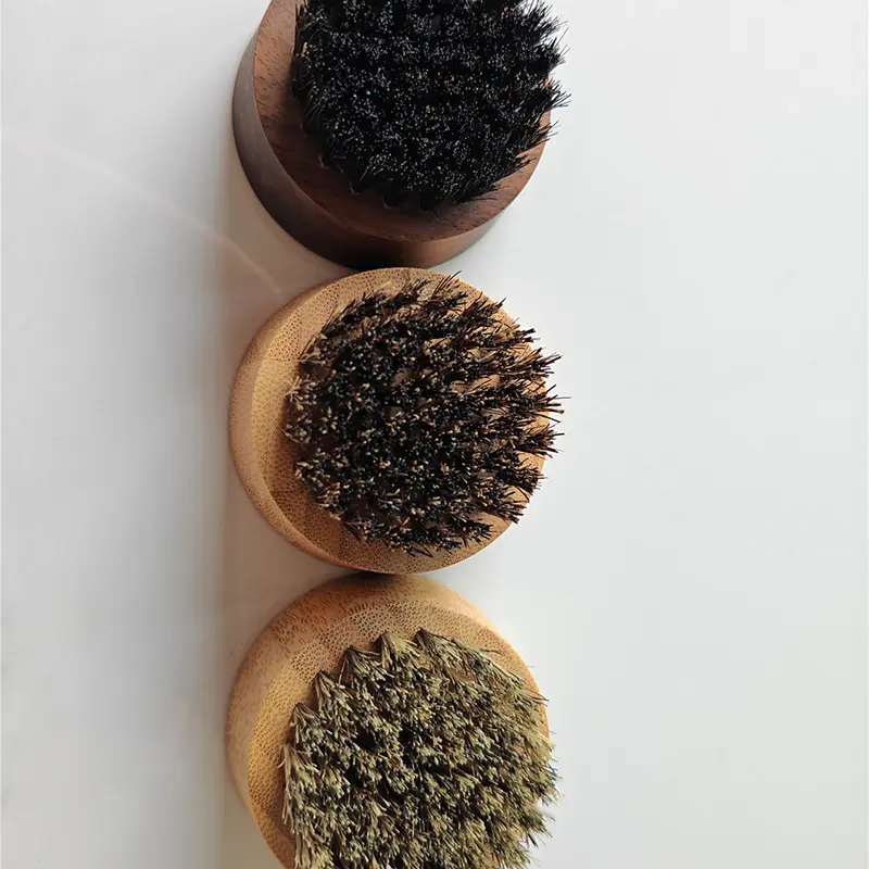 OEM Small Round Beard Brush with Boar Bristles Black Walnut Wood Manufacturer, Supplier